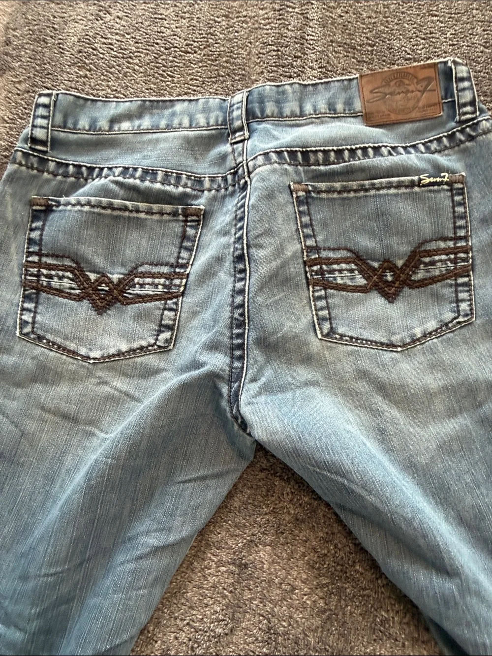 Seven7 Men's Bootcut Jeans in Faded Blue Denim